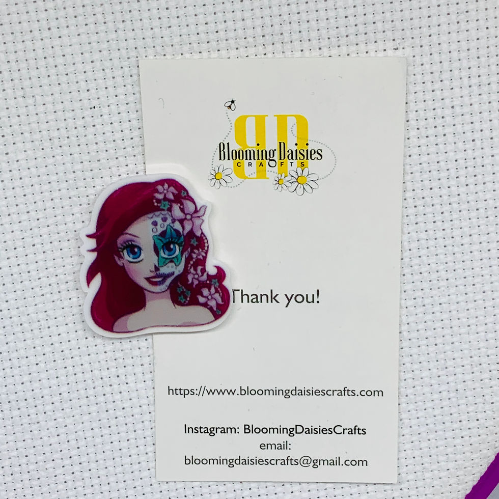 Day of the Dead Arielle from Little Mermaid Magnetic Needle Minder for Cross Stitch
