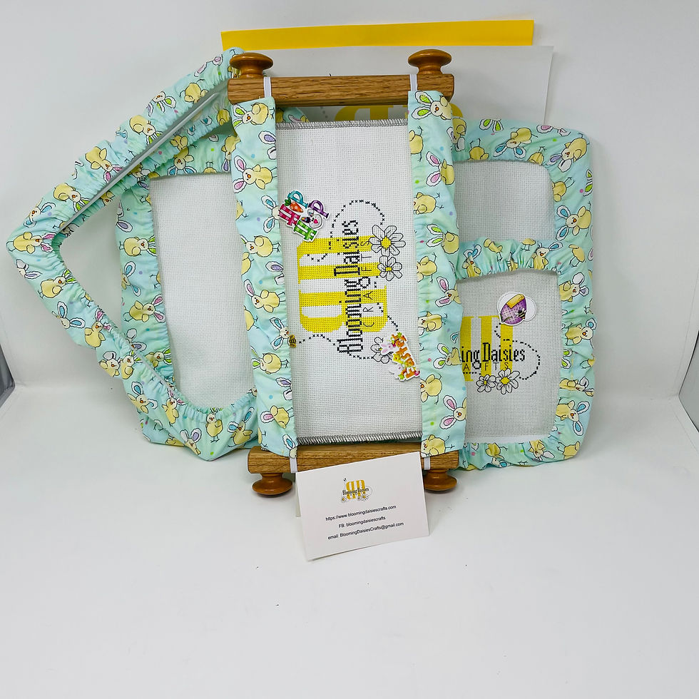Chick's w/Bunny Ears Easter Patterned QSnap and Scroll Grime Guard for Cross Stitch