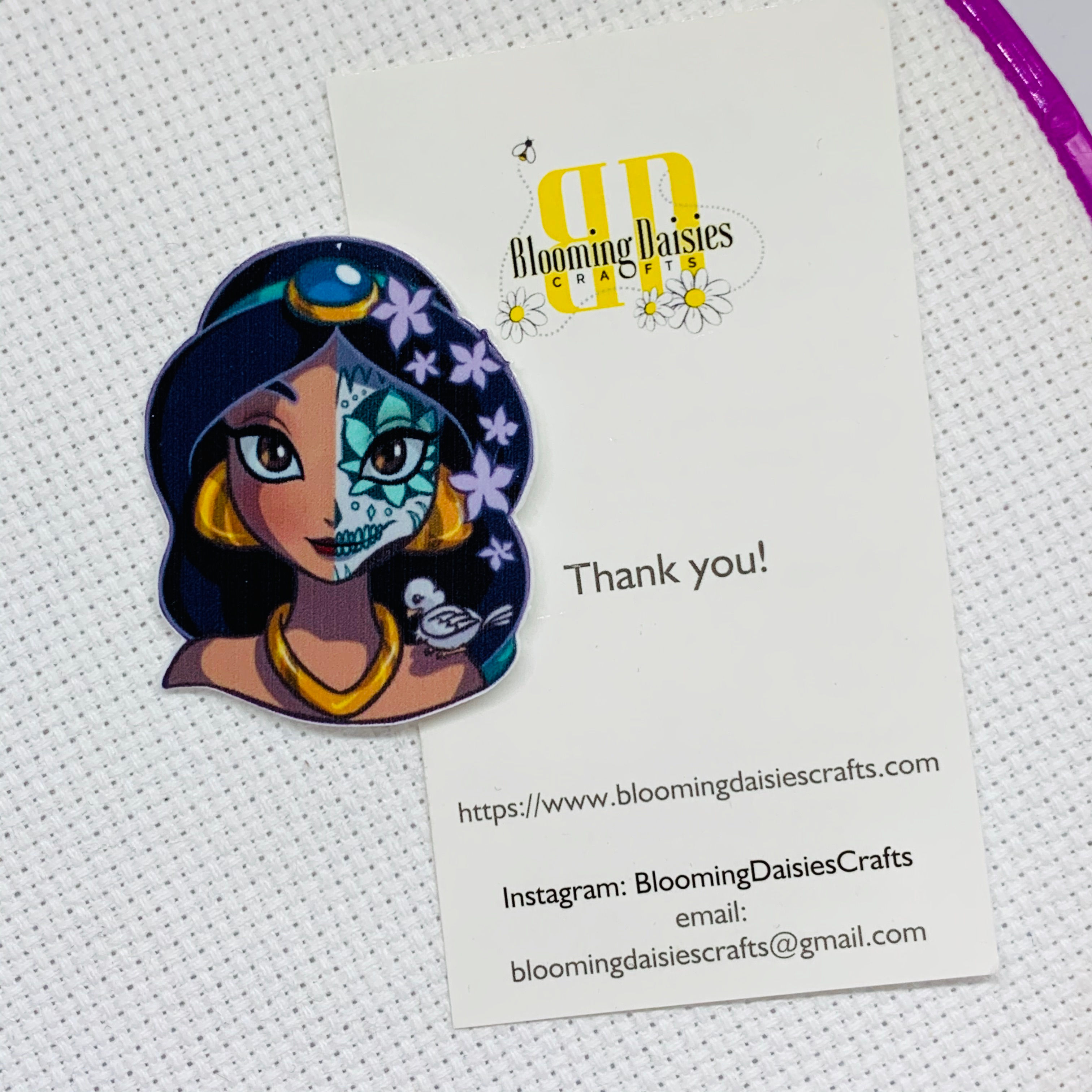 Jasmine Day of the Dead Magnetic Needle Minder for Cross Stitch, Needlecraft