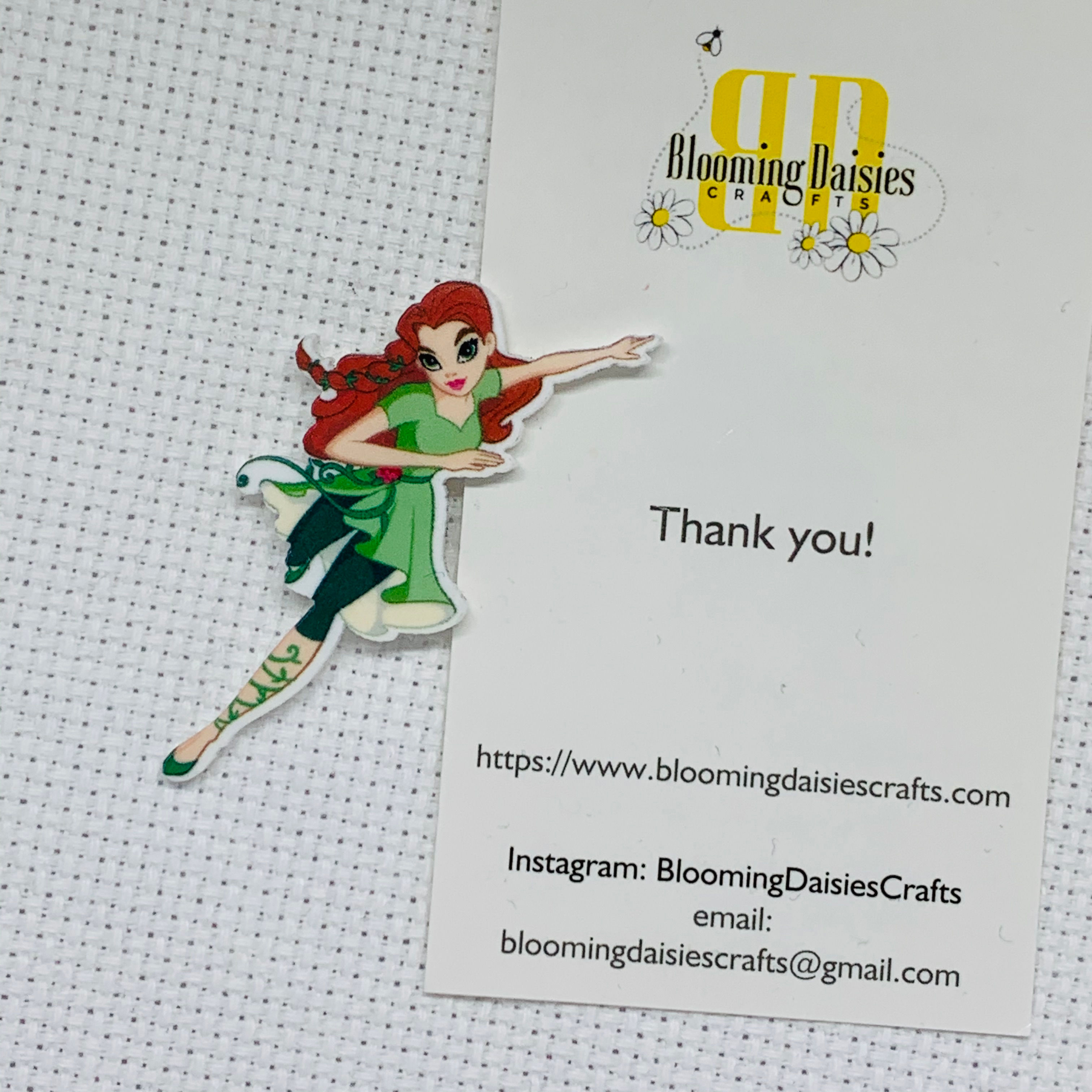 Poison Ivy Girl Needle Minder for Cross Stitch