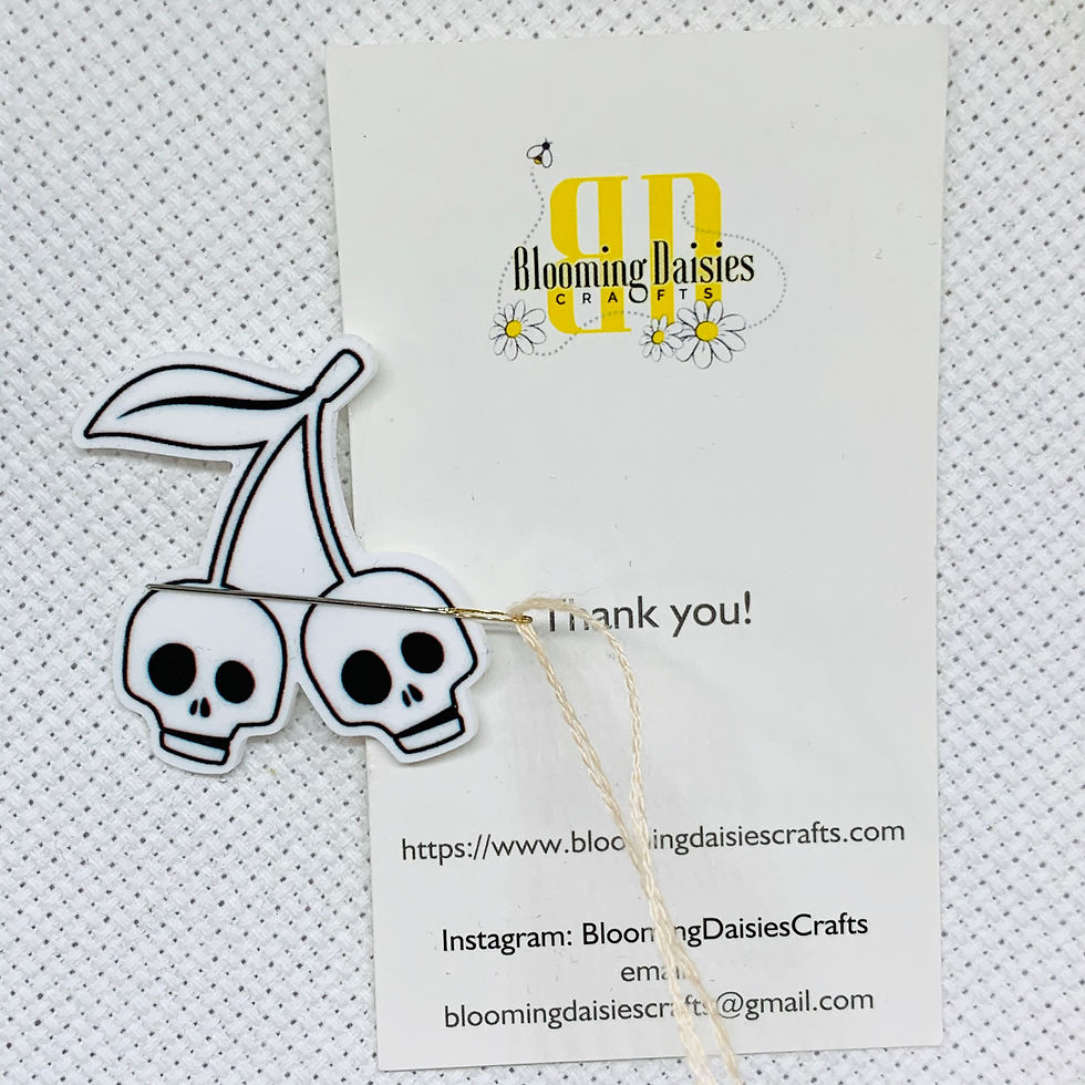 Black and White Skull Cherries Resin Magnetic Needle Minder for XStitch