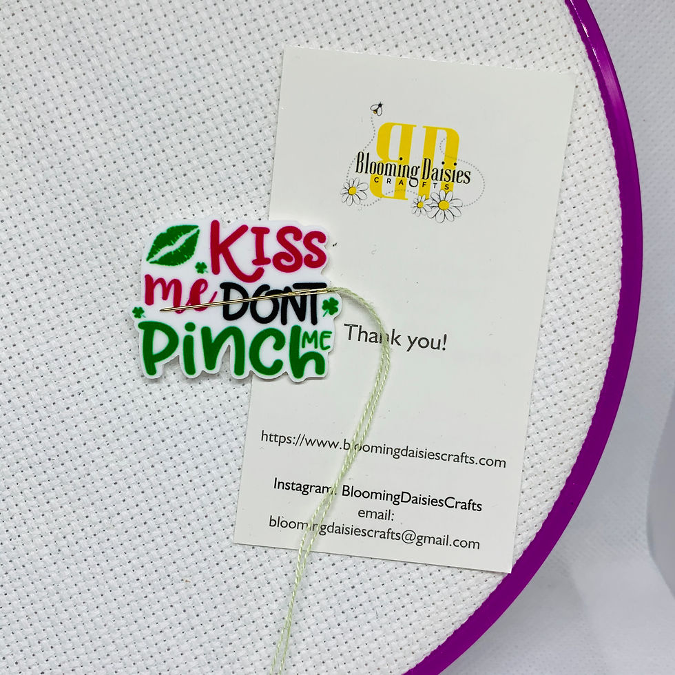 Kiss Me don't Pinch Me Needle Minder Magnet for Cross Stitch