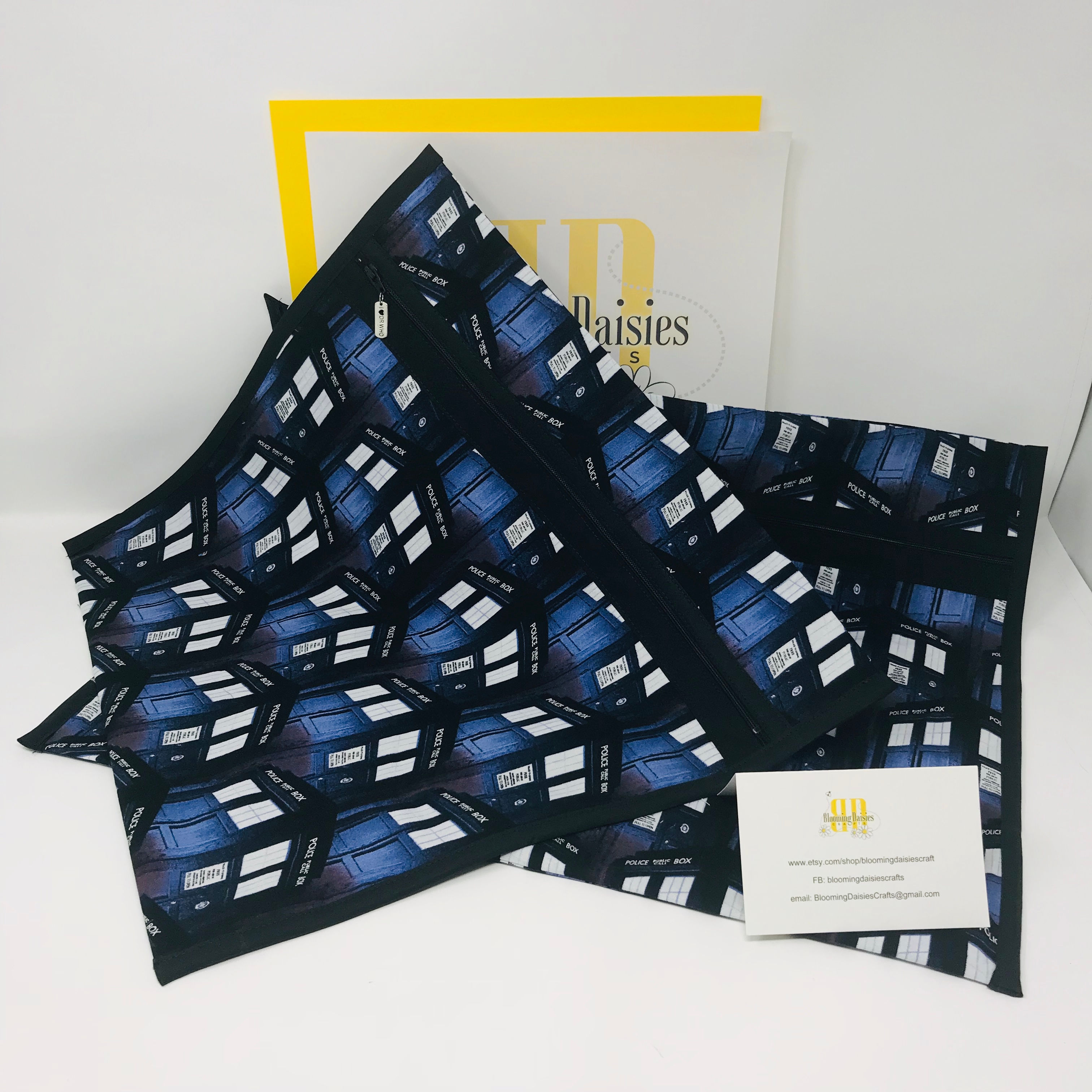 Dr. Who Tardis Blue Black Q-Snap Protector Carry Project Bags