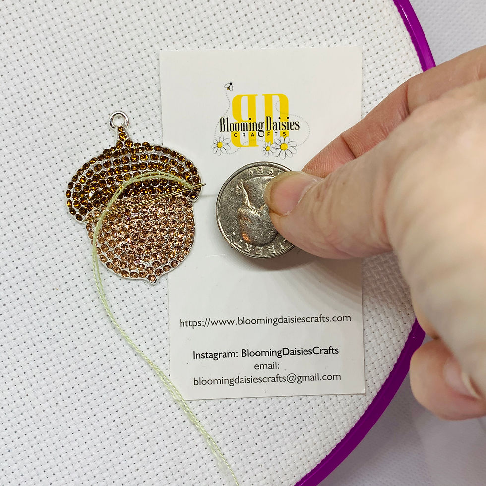 Thumbnail: Cross Stitch Needlecraft Rhinestone Acorn Needle Holder