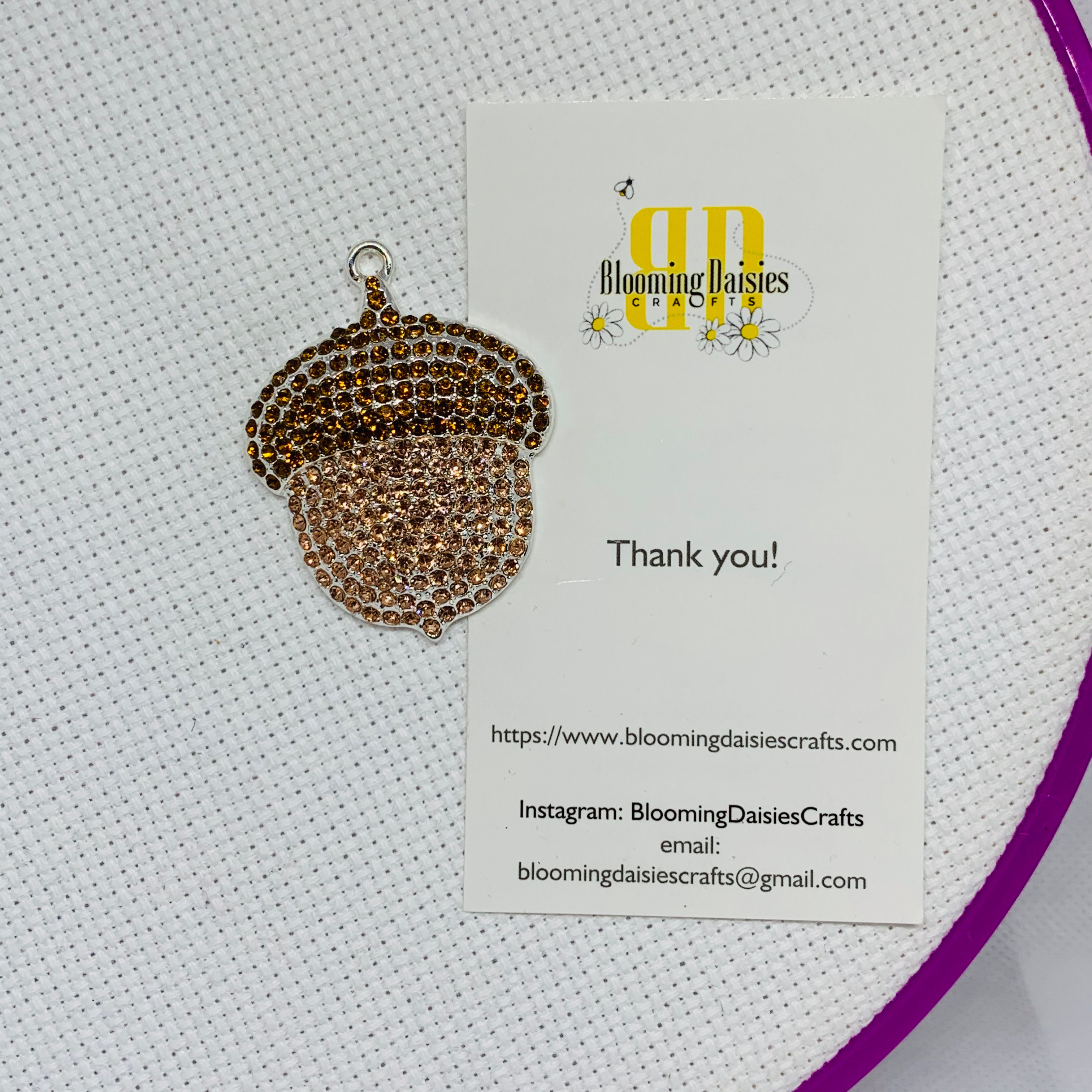 Rhinestone Acorn Needle Magnet