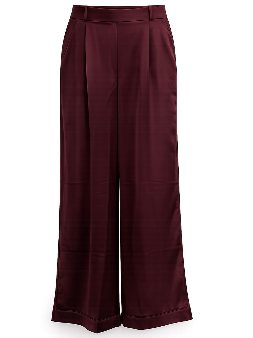 Thumbnail: GTL: Burgundy Satin Wide-Leg Set