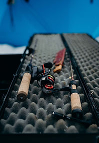 Ice fishing rods in a hard case