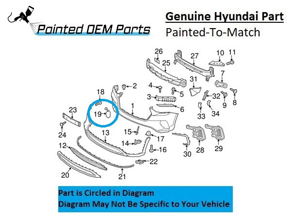 Painted 2017-2019 Hyundai Santa Fe Front Tow Hook Cover | Genuine OEM