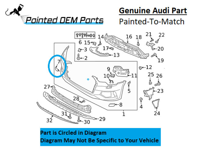 Painted 2019-2025 Audi A6 A6 Quattro Front Tow Hook Cover | Genuine OEM