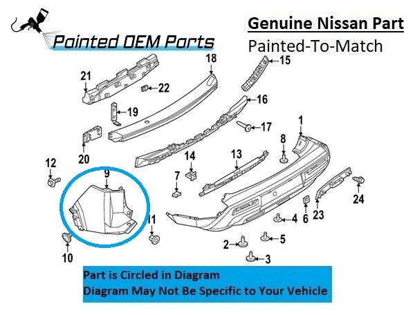 Painted 2022-2025 Nissan Pathfinder Rear Bumper Side Panel | Genuine OEM