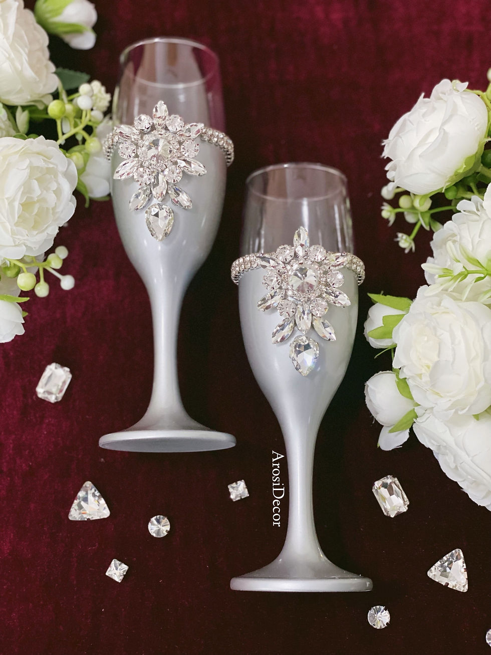 Thumbnail: Metallic Silver & Crystal Glassware Set