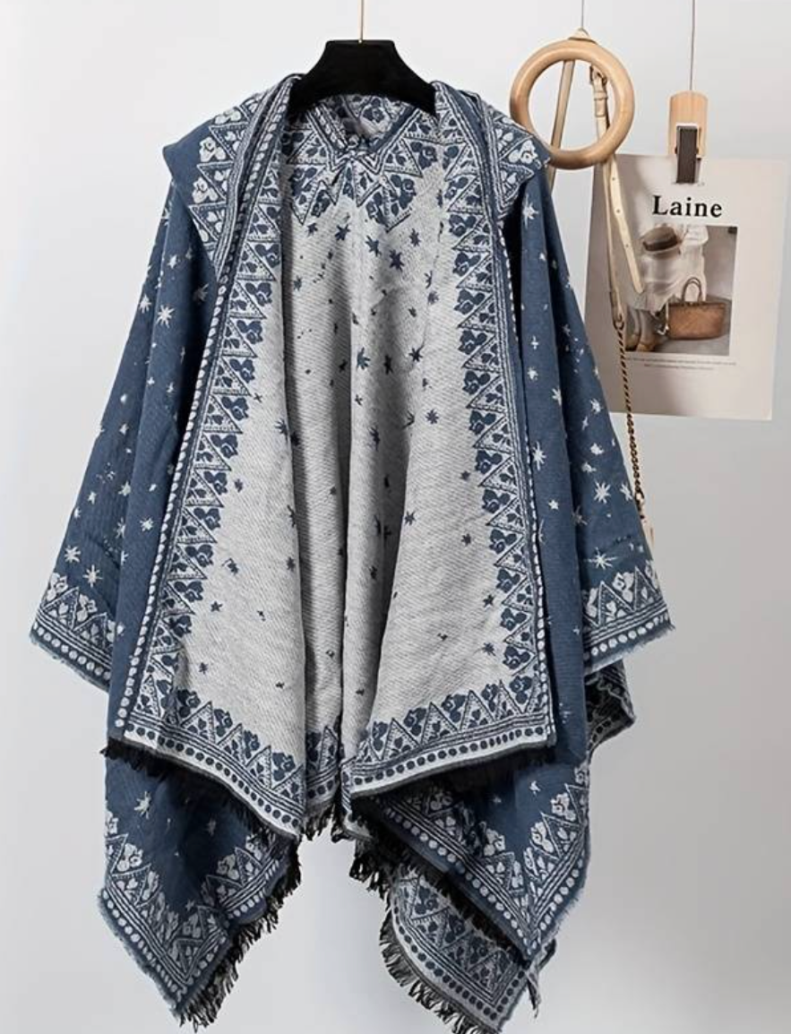 Thumbnail: Retro Style Printed Shawl/ Cloak