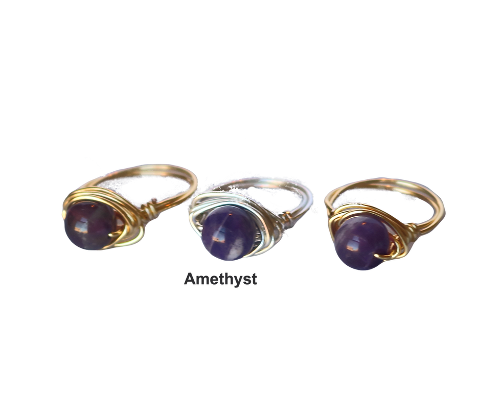 Thumbnail: Chakra Crystal Wire Wrapped Rings