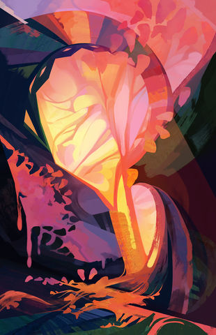 Digital painting of an abstract landscape