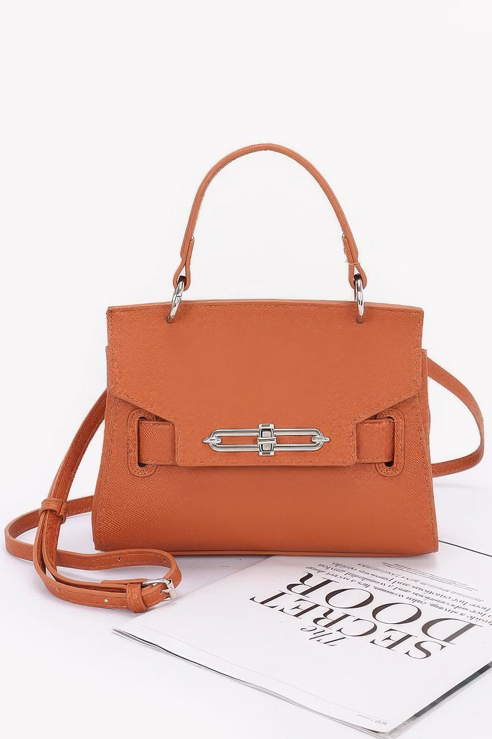 Thumbnail: Faux Leather Top Handle Flap Bag