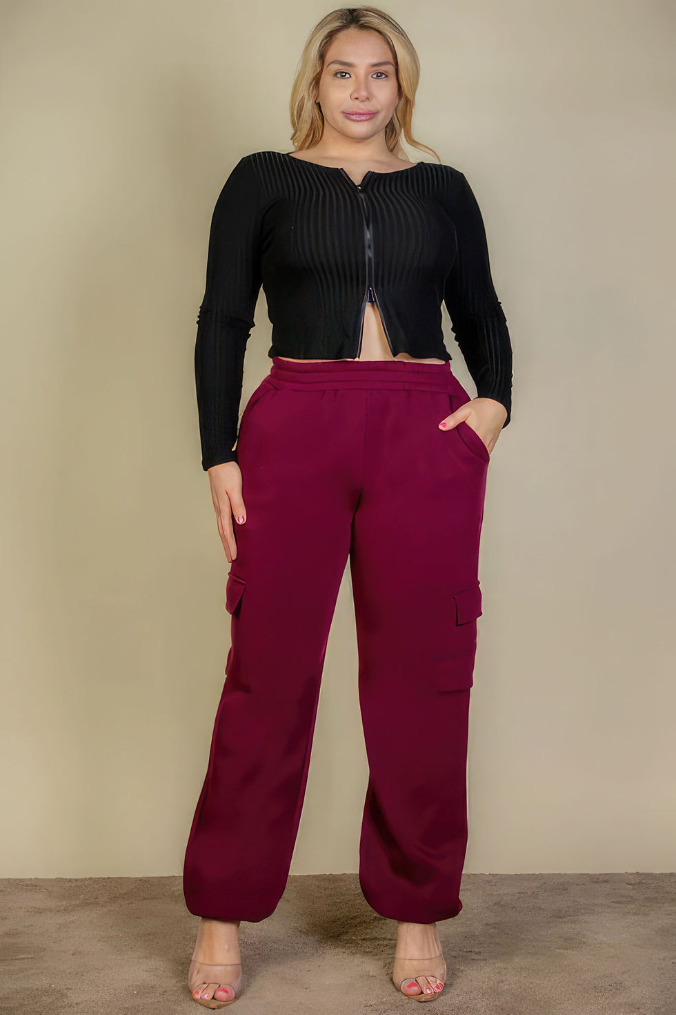 Thumbnail: Plus Size Side Pocket Drawstring Waist Sweatpants