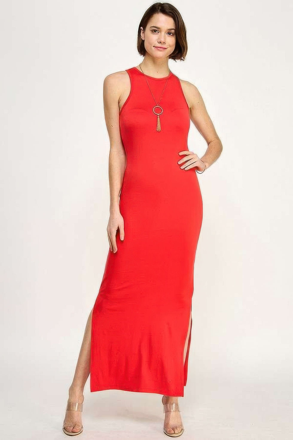 Thumbnail: High Neck Side Slit Max Dress   