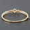 Thumbnail: Gold Plated Pearl And Cz Pave Clover Bangle Bracelet