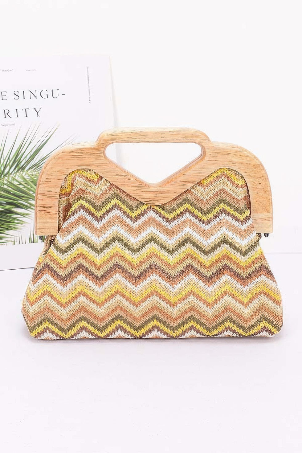 Thumbnail: Faux Straw Wood Frame Clutch