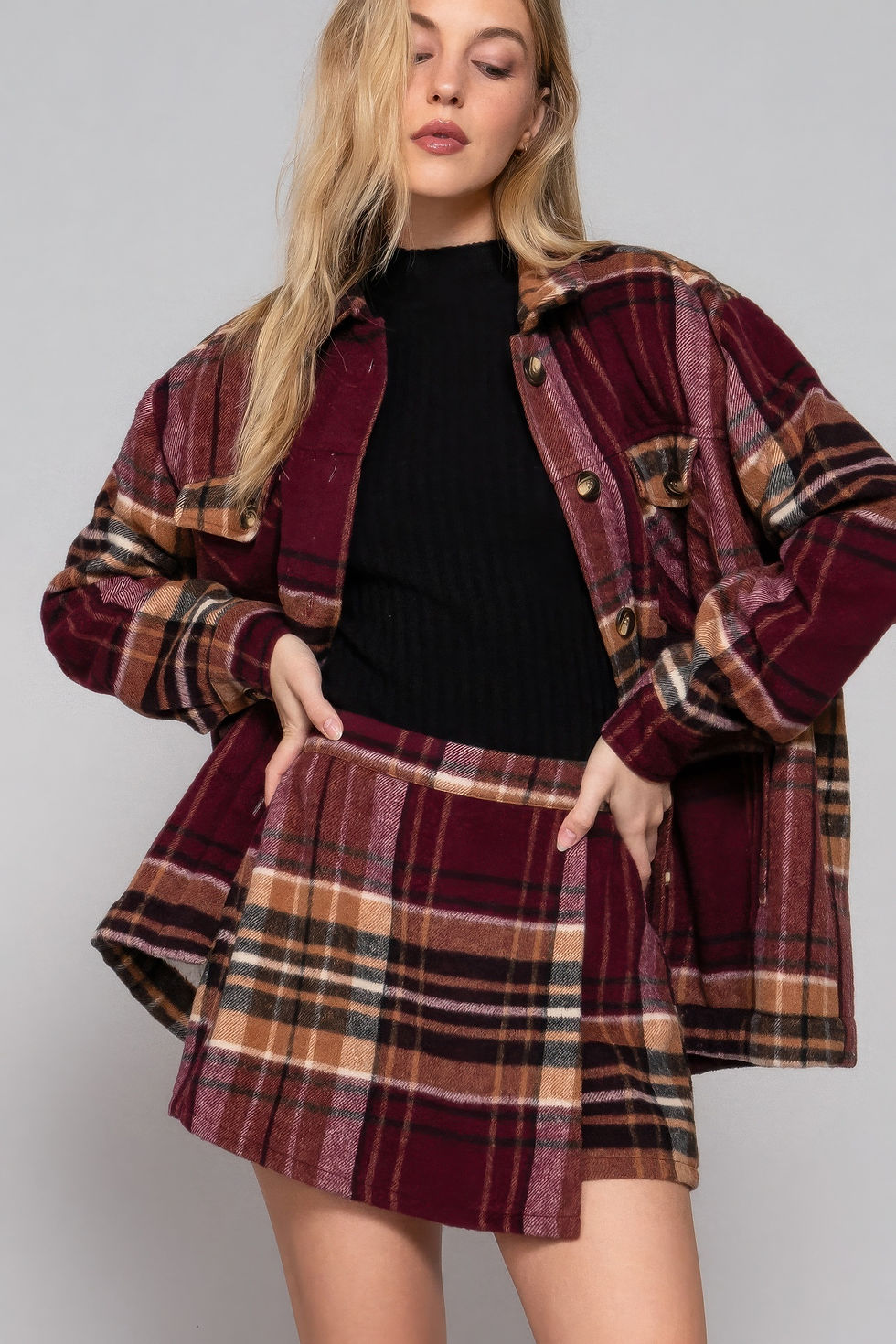 Thumbnail: Wrap Plaid Jacquard Skort       