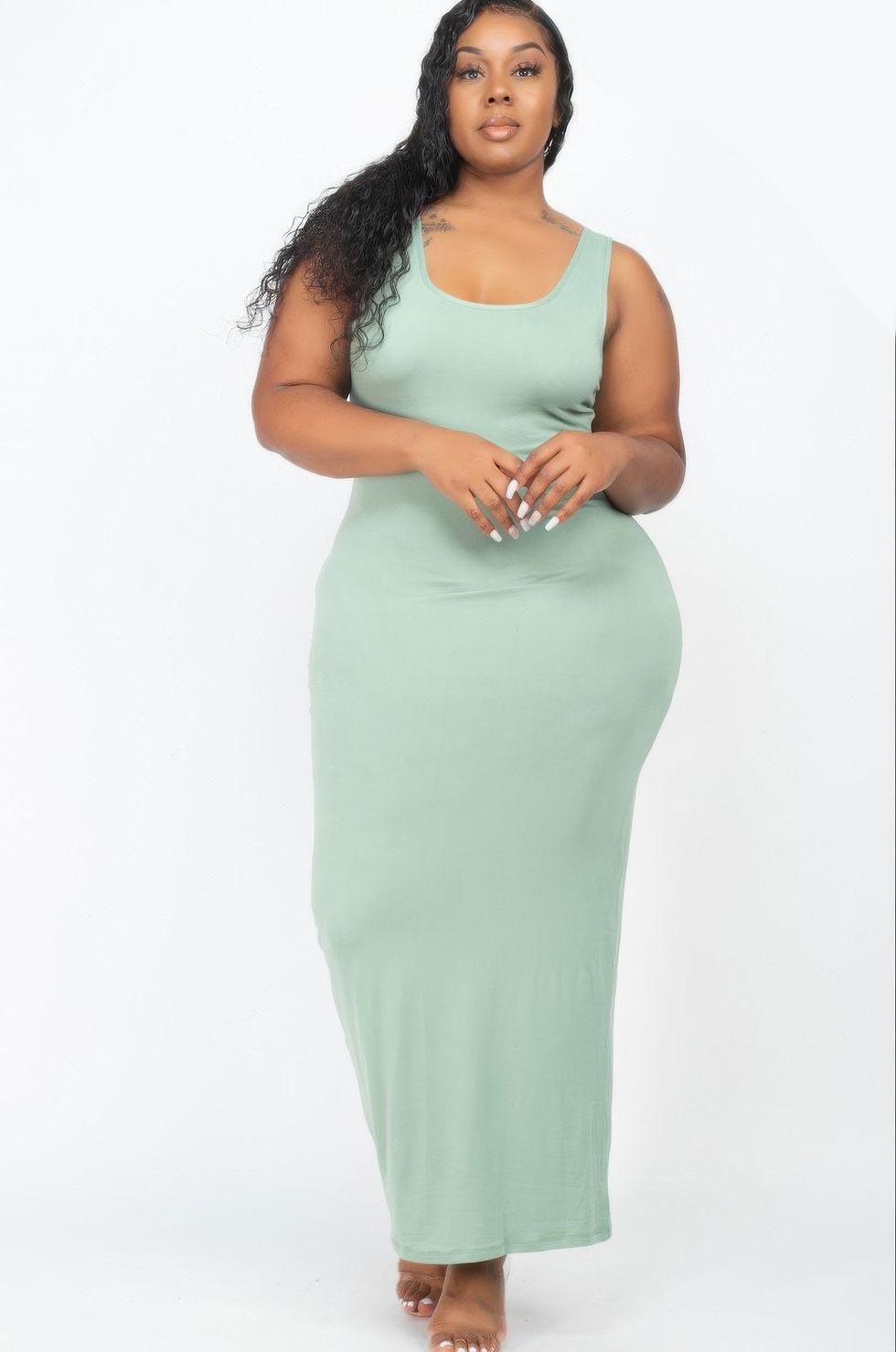 Thumbnail: Plus Size Solid Basic Maxi Dress