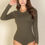 Thumbnail: Solid Long Sleeve Round Neck Bodysuit
