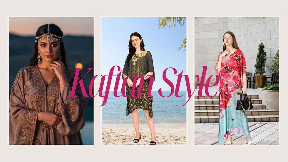 3 girls showcasing different style of kaftan dresses