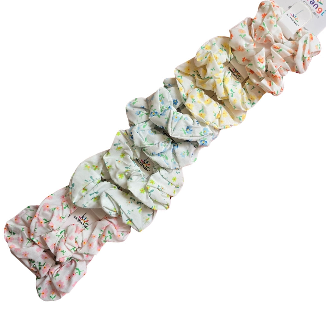 Printed Hair Scrunchies Elastics Ponytail Holder Hair Accessories