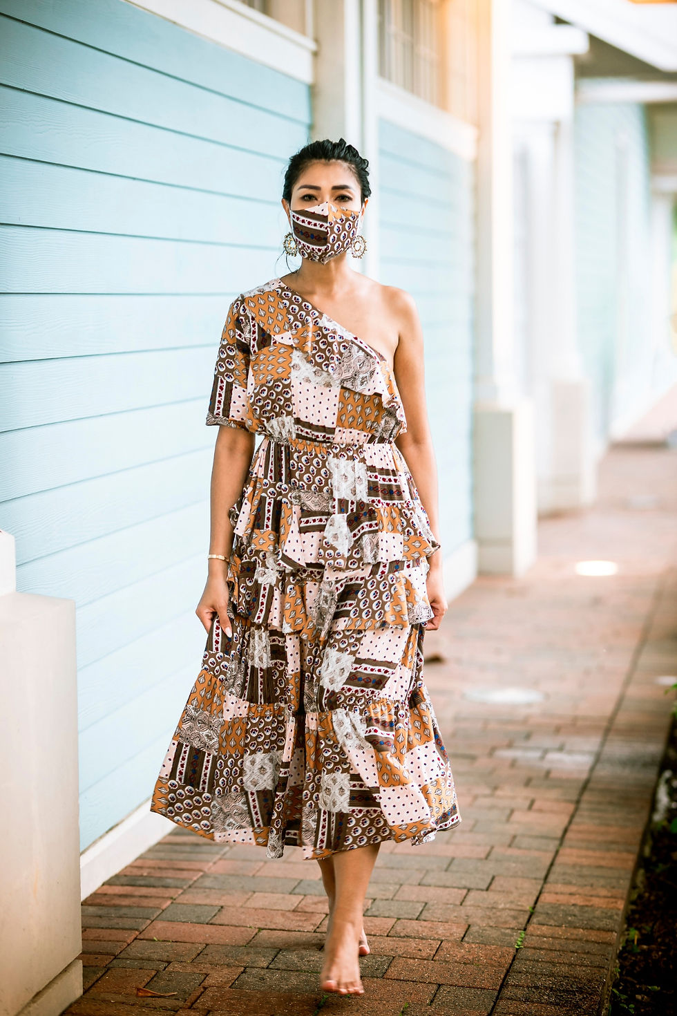 Thumbnail: One Shoulder Damask Midi Dress