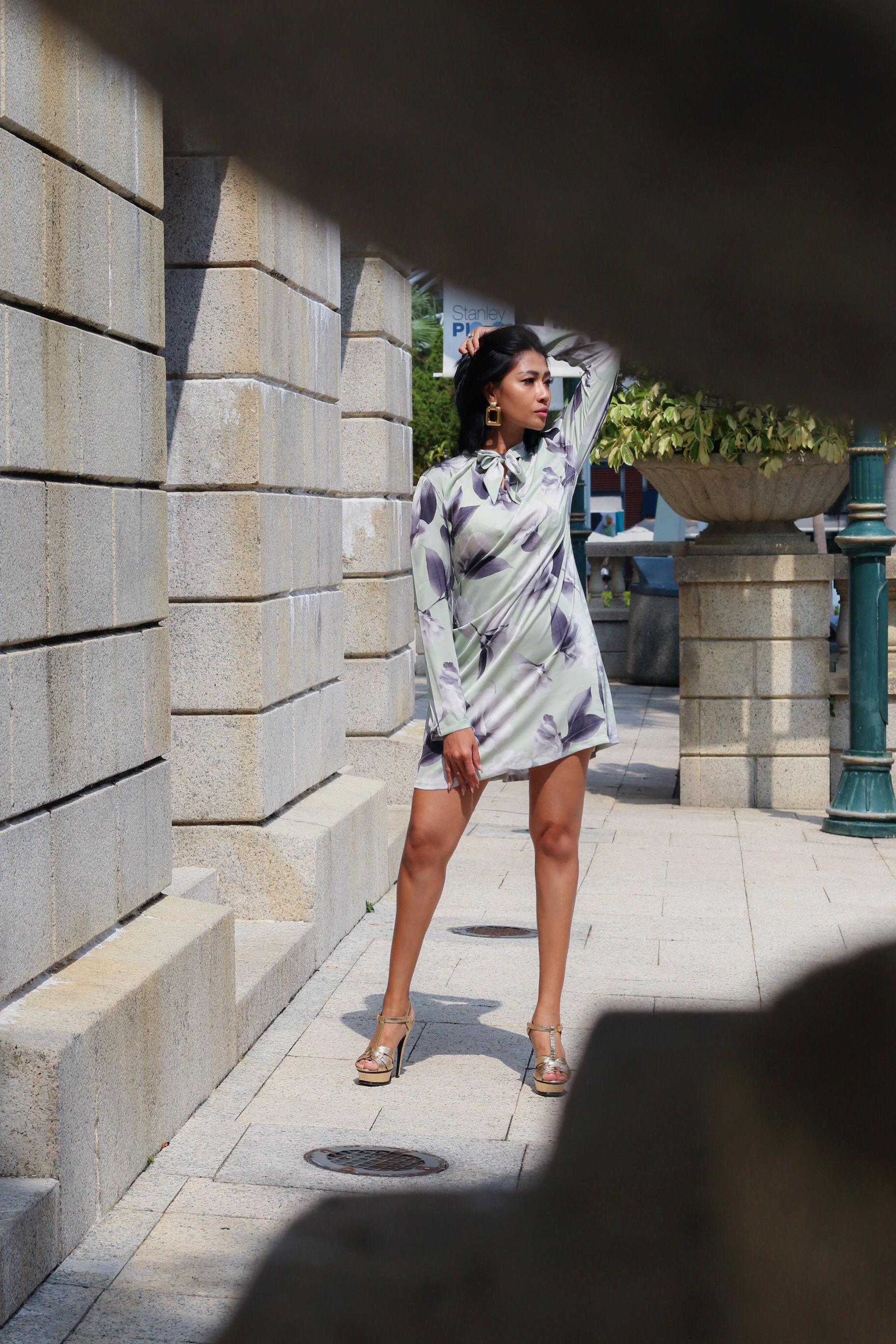 Flowers Soft Green Mini Dress/Top