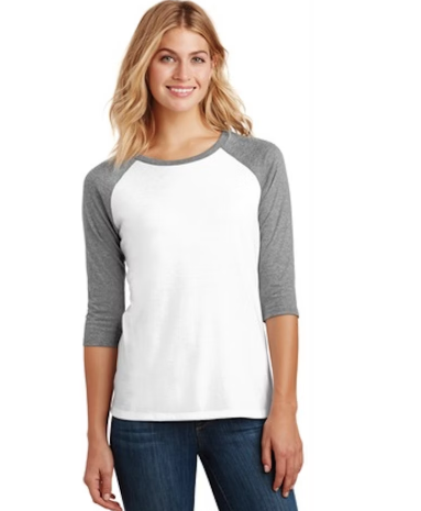 Thumbnail: District Ladies Perfect Tri 3/4-Sleeve Raglan