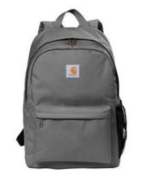 Grey Carhartt backpack with visible logo patch, simple design.