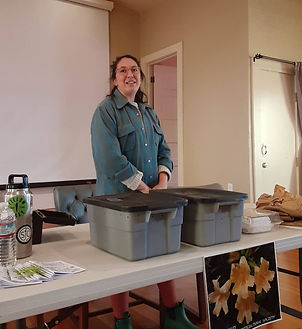 Angie Ouellette and worm compost bins