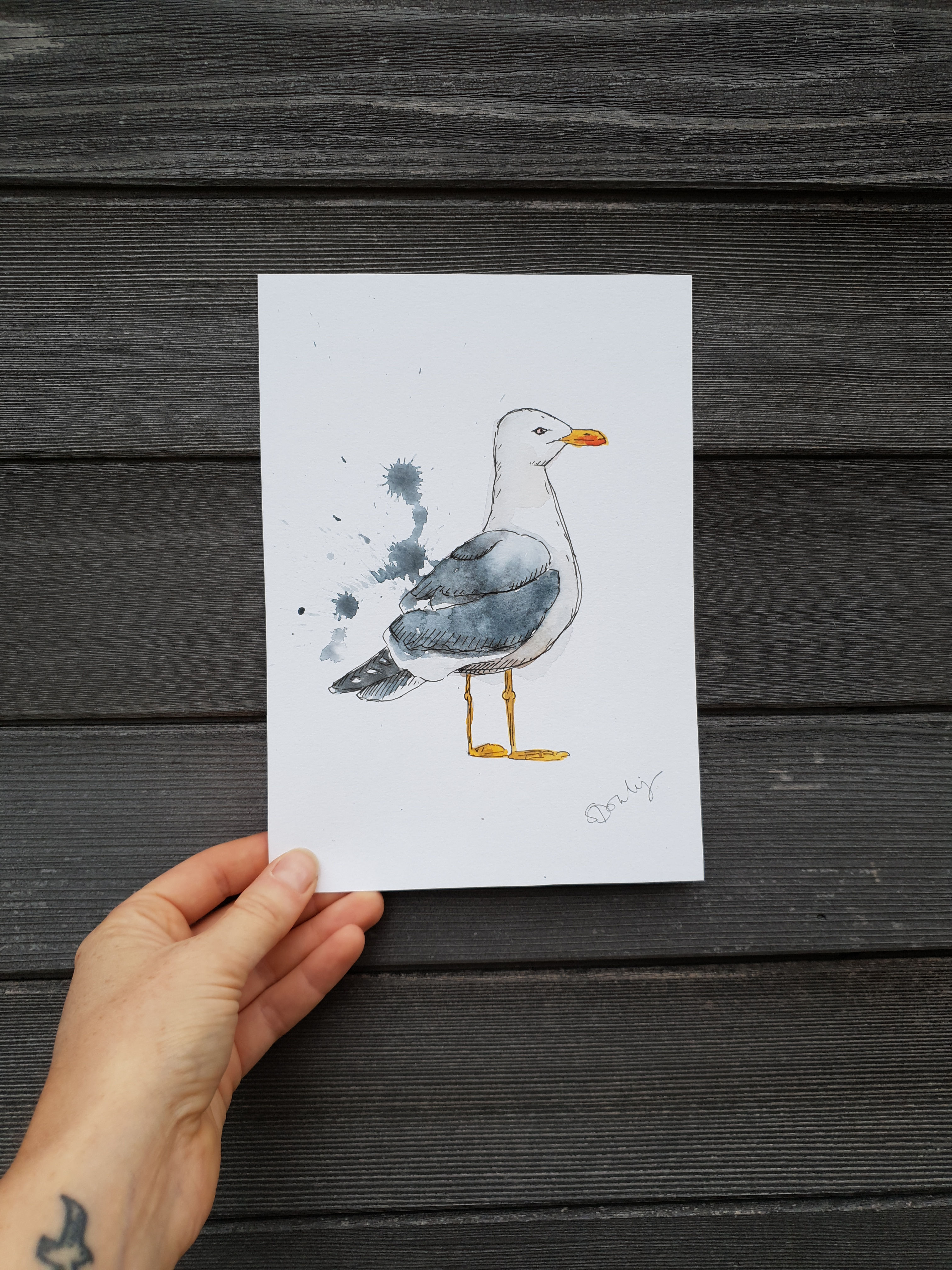 'Splashy Seagul' painting
