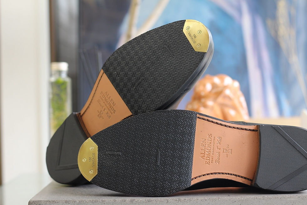 Allen Edmonds アレンエドモンズ の革靴にミシュランハーフラバーと台形スチールを取り付けた修理例。