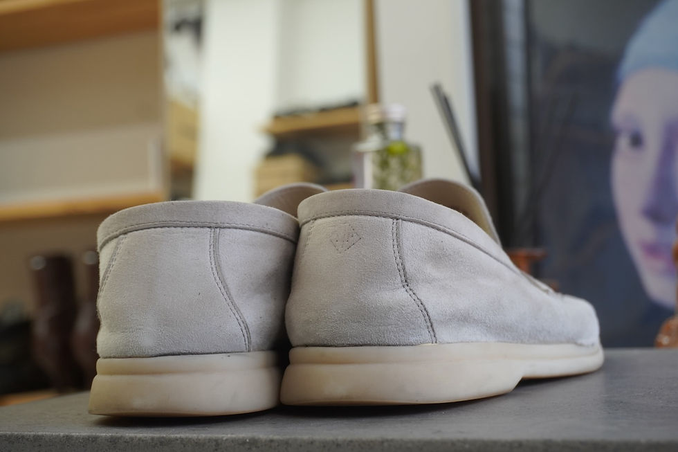 Loro Piana(ロロピアーナ)サマーウォークのオールソール交換修理事例。vibram2303・裂け補強・撥水コーティングを施工した埼玉県大宮VIVOshoesalonの高級靴修理