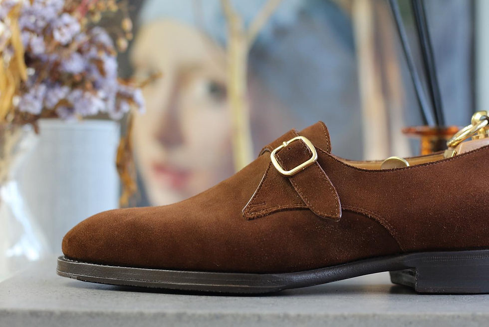 F.lli Giacomettiの靴にミシュランハーフラバーとトライアンフスチールを取り付けた修理後のソール写真。