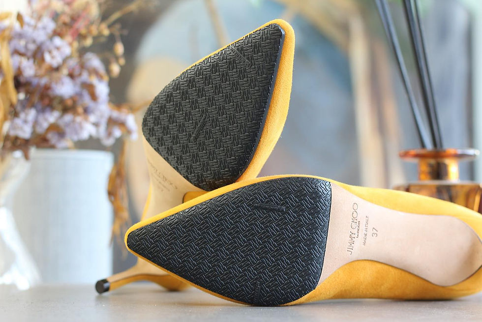 ジミーチュウ パンプス 2足同時のミシュランハーフラバー施工後のソール