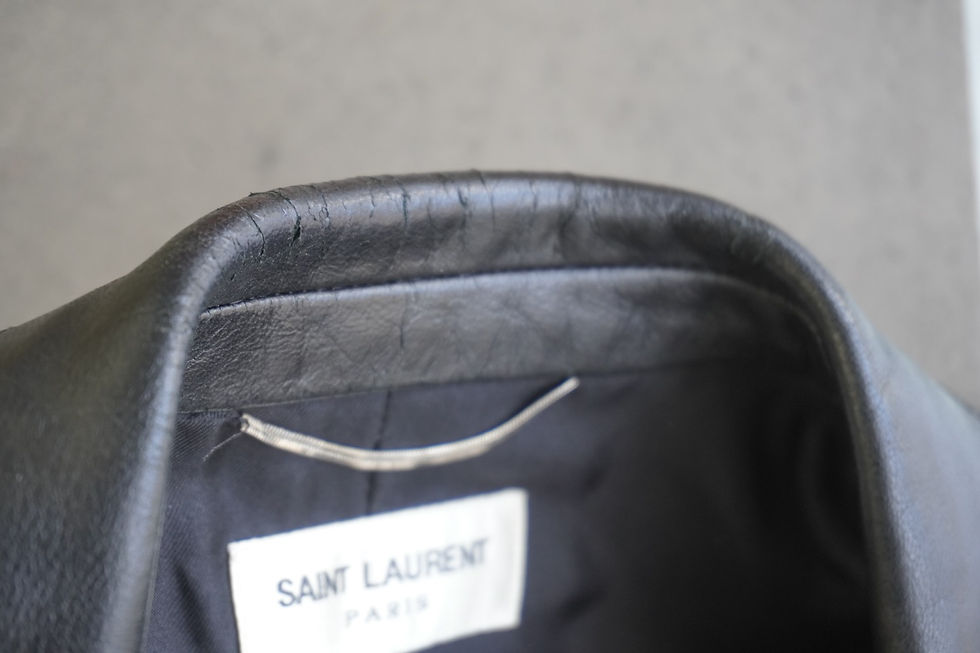 Saint Laurent(サンローラン)レザージャケット襟ひび割れ補修・レザー傷補修|埼玉県大宮VIVOshoesalon 全国郵送対応