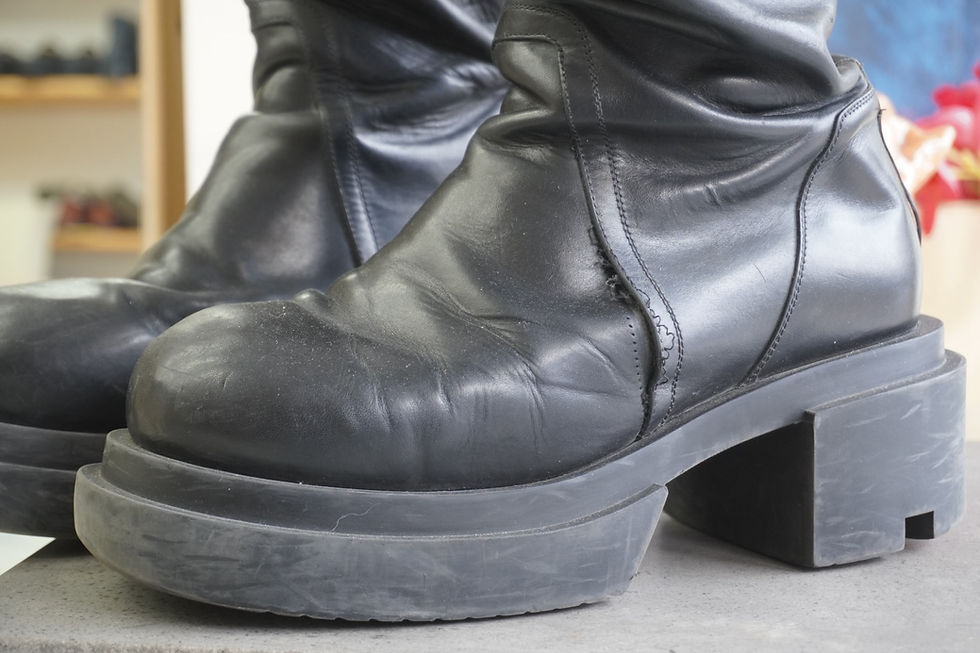 Rick Owens リックオウエンス ブーツ ステッチ補修 ソールクリーニング 着色修理 厚底レザーブーツ修理事例