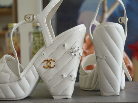 CHANEL(シャネル)ウェッジサンダル ヒール巻革交換・クリーニング|VIVO shoesalon 埼玉・大宮・全国郵送対応|他店で断られた修理も対応