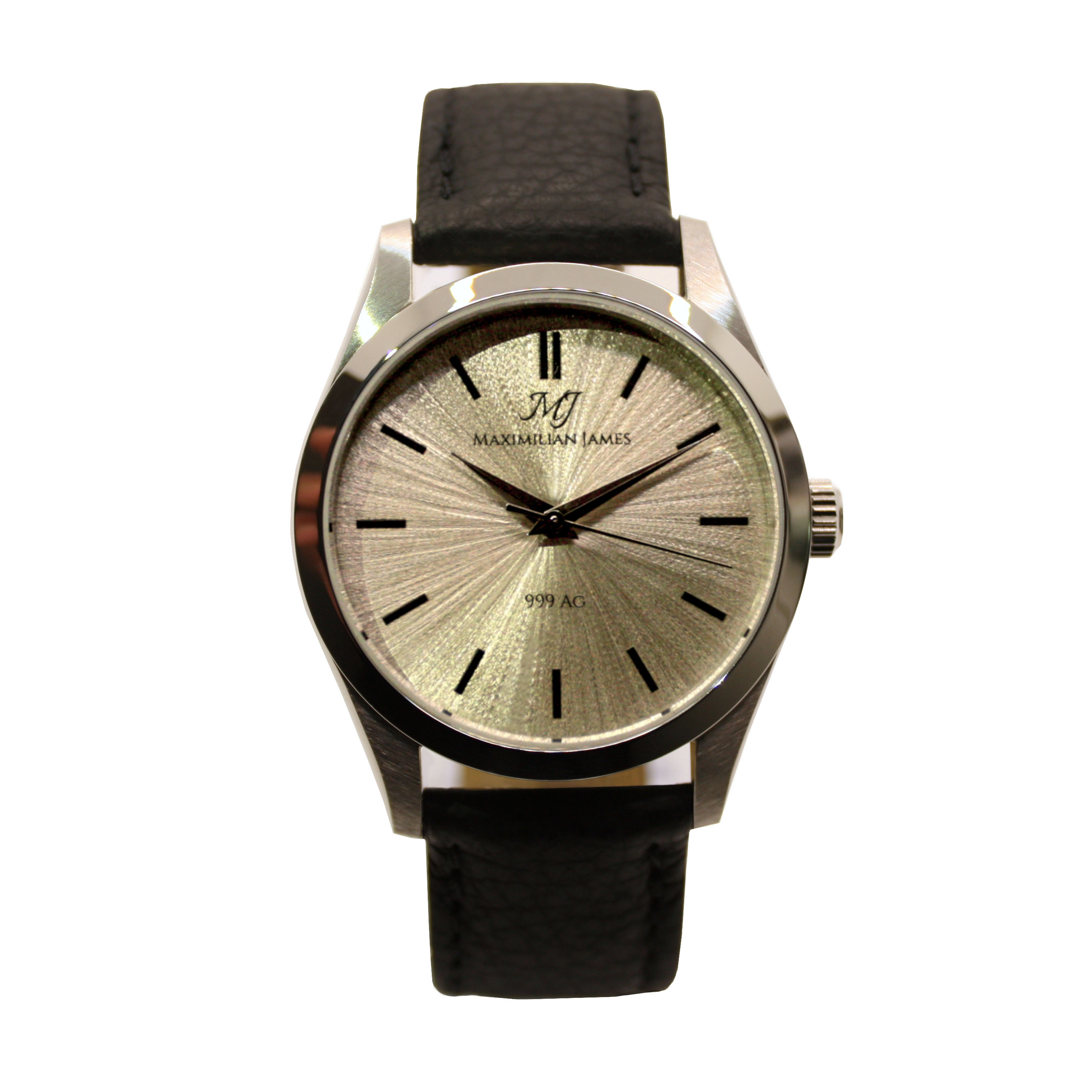 MJ Silber Uhr mit Lederarmband - White