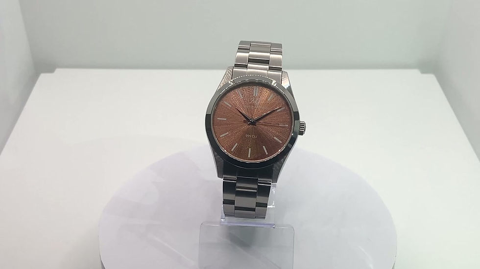 Thumbnail: MJ Copper Watch with stainless steel band - White
