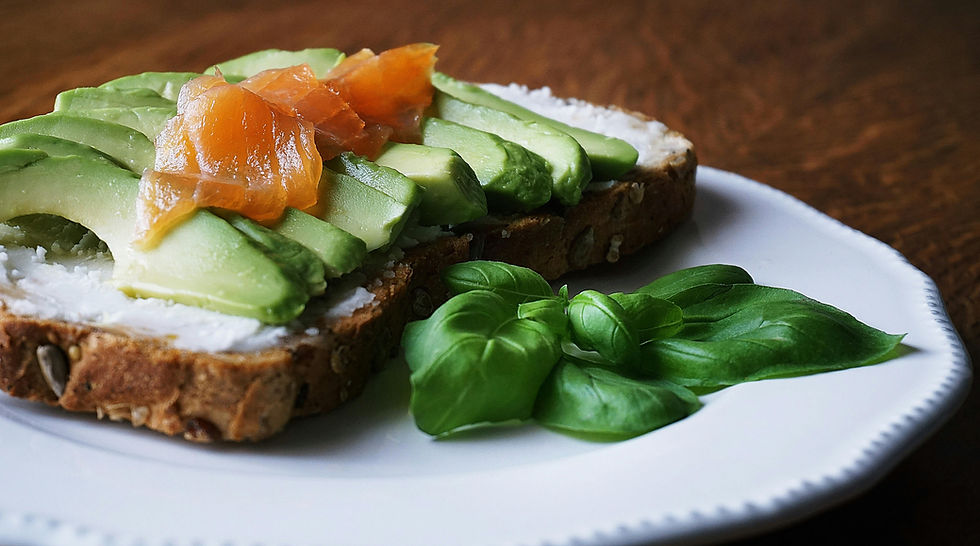 Protein rich salmon and avocado on wholemeal