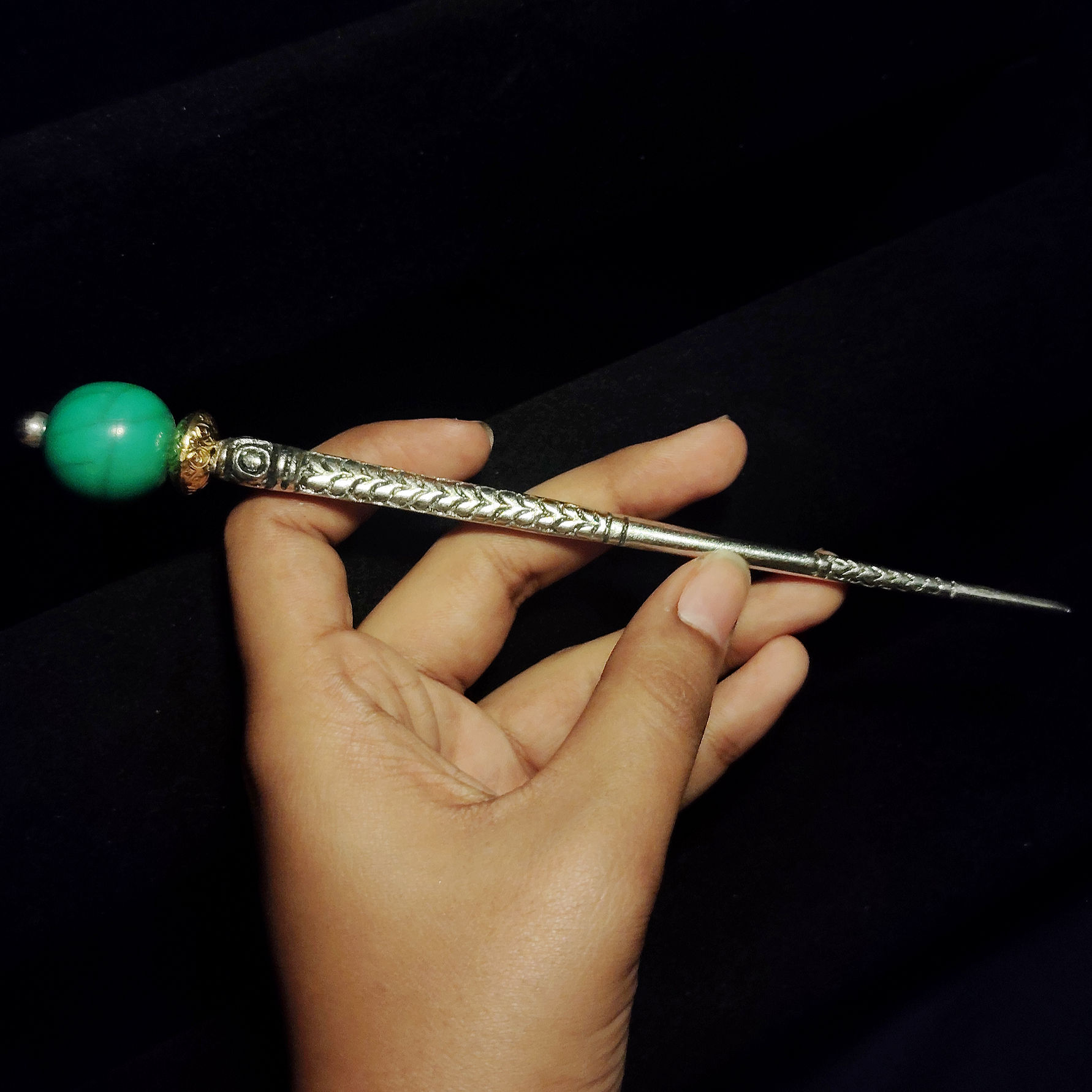 Blue Metal Hairstick