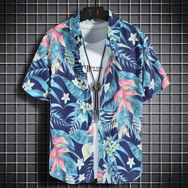 Thumbnail: Hawaiian Beach Shirts Men's Short-Sleeved Casual Shirts Seaside Vacation