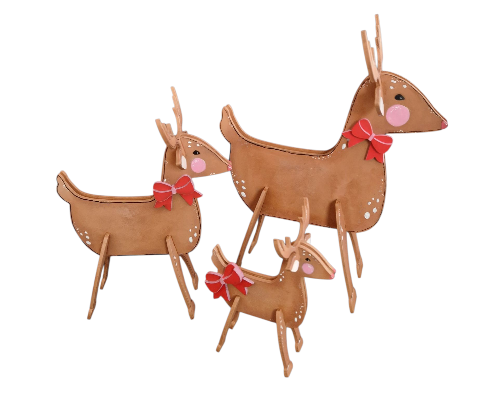 set of 3 standup deer