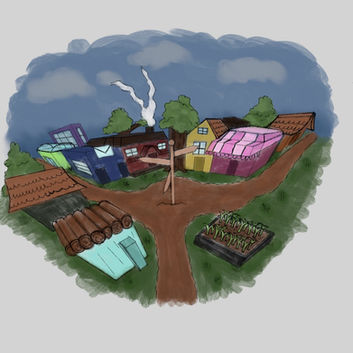 Three point perspective village (2025)