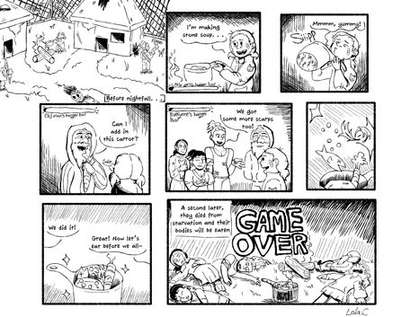 Stone soup story (2025) 1 page black & white comic