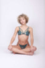 Thumbnail: Brassière soutien-gorge triangle sans armatures en dentelle de Calais bleue canard Éternel Éphémère